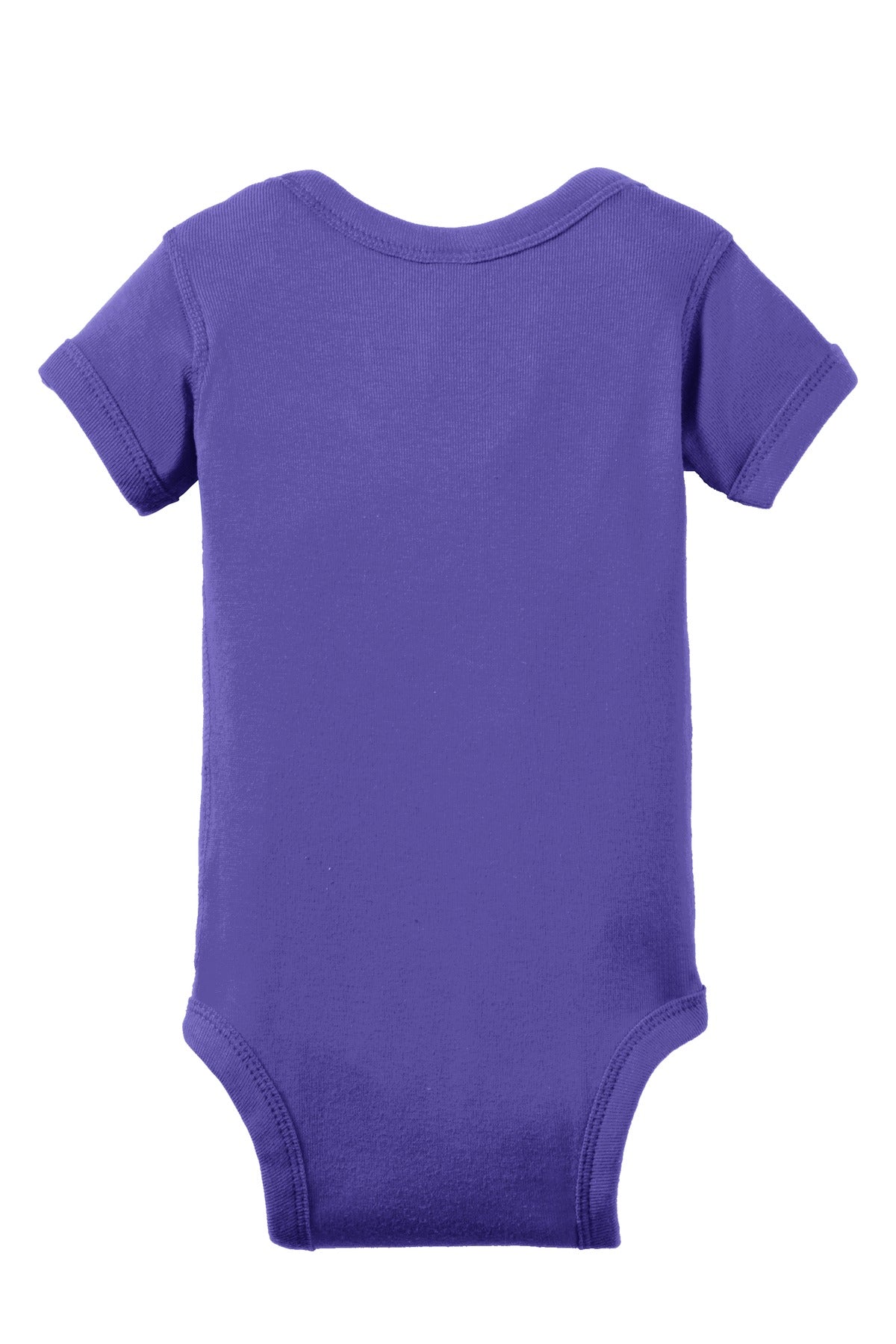Rabbit Skins Infant Short Sleeve Baby Rib Bodysuit - Purple - flat back