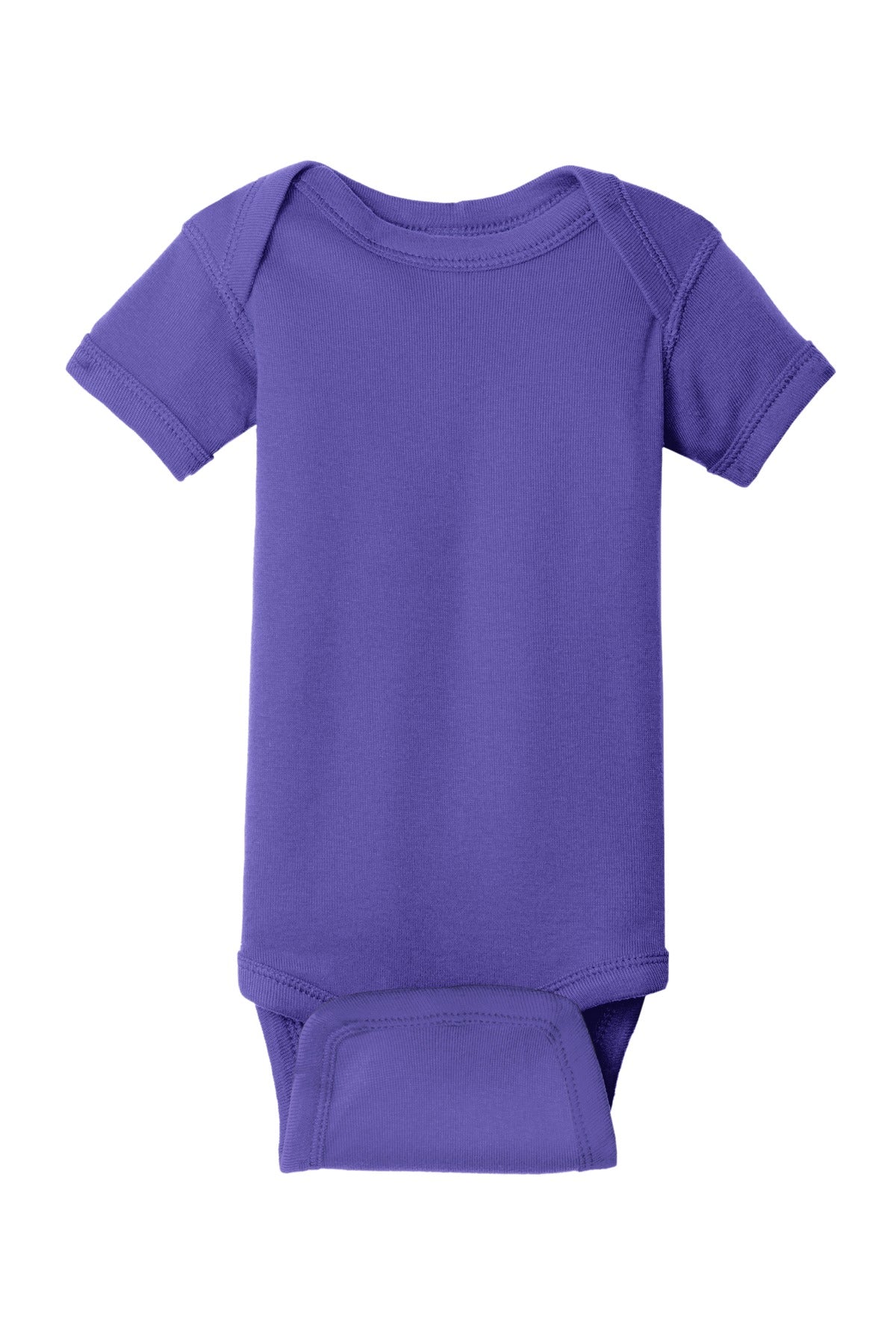 Rabbit Skins Infant Short Sleeve Baby Rib Bodysuit - Purple - flat front