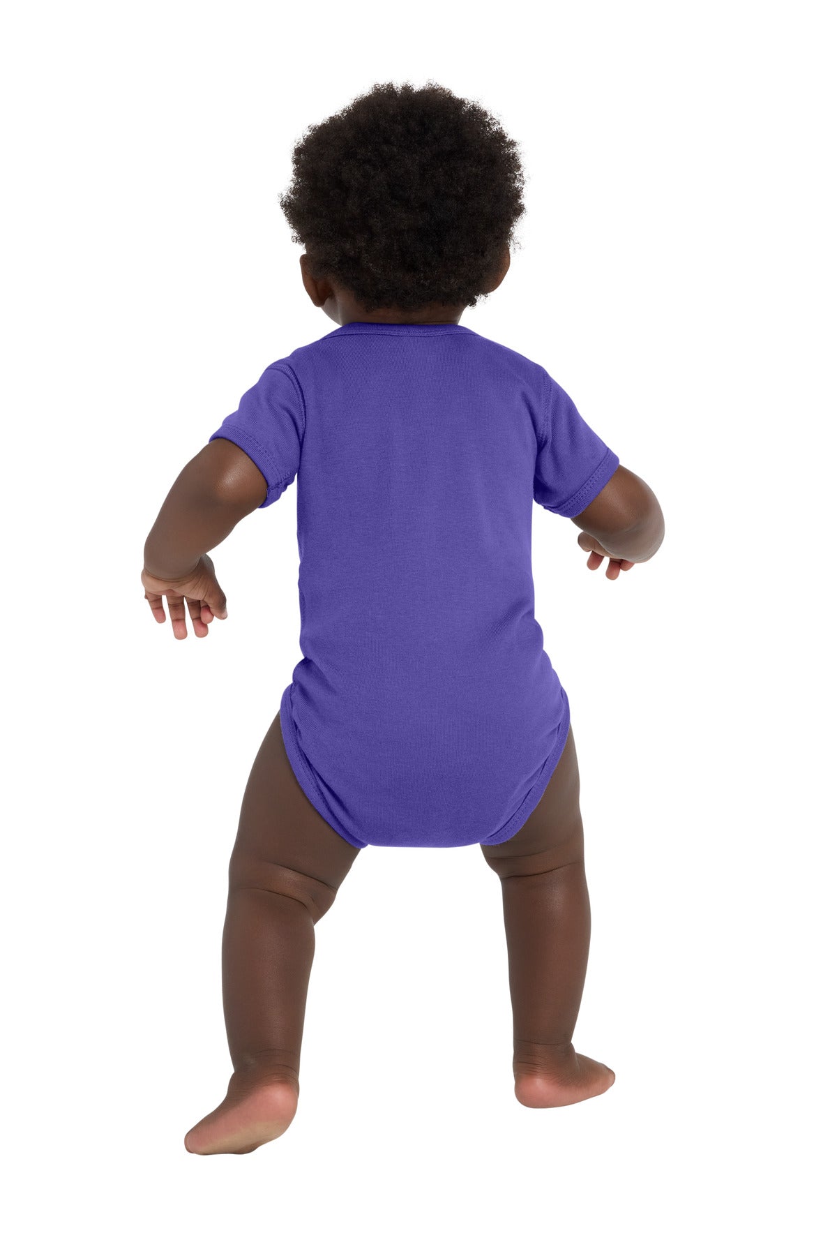 Rabbit Skins Infant Short Sleeve Baby Rib Bodysuit - Purple - back