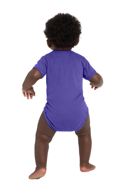 Rabbit Skins Infant Short Sleeve Baby Rib Bodysuit - Purple - back
