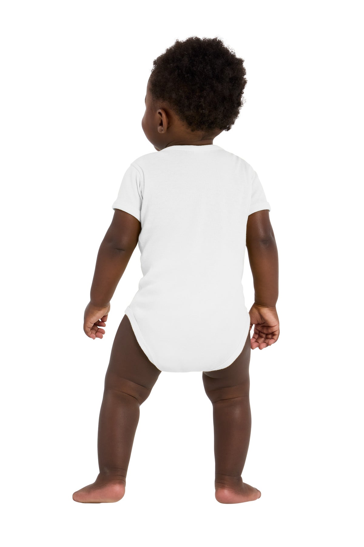 Rabbit Skins Infant Short Sleeve Baby Rib Bodysuit - White - back