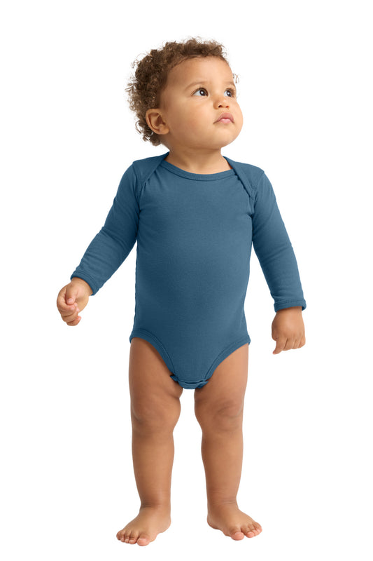 Rabbit Skins Infant Long Sleeve Jersey Bodysuit - Indigo - front