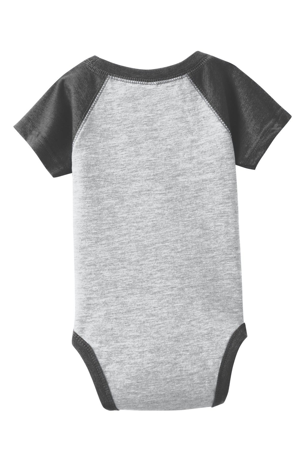 Rabbit Skins Infant Baseball Fine Jersey Bodysuit - Vintage Heather/ Vintage Smoke - flat back