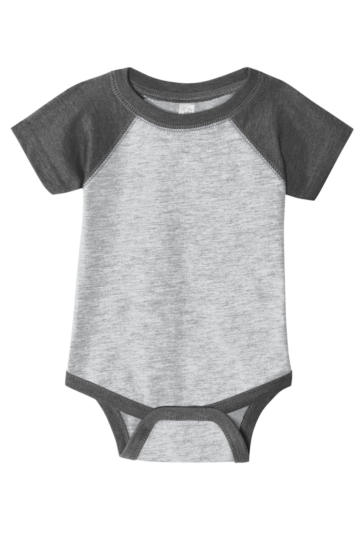 Rabbit Skins Infant Baseball Fine Jersey Bodysuit - Vintage Heather/ Vintage Smoke - flat front