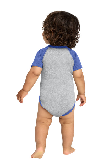 Rabbit Skins Infant Baseball Fine Jersey Bodysuit - Vintage Heather/ Vintage Royal - back