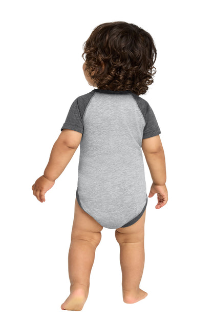 Rabbit Skins Infant Baseball Fine Jersey Bodysuit - Vintage Heather/ Vintage Smoke - back