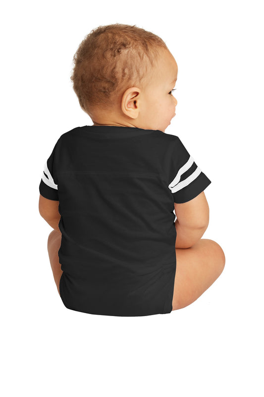 Rabbit Skins Infant Football Fine Jersey Bodysuit - Black/ White - back