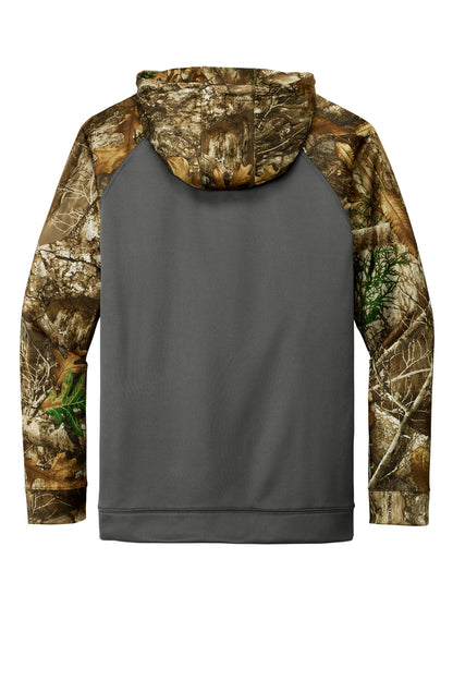 Russell Outdoors Realtree Performance Colorblock Pullover Hoodie - Magnet/ Realtree Edge - flat back