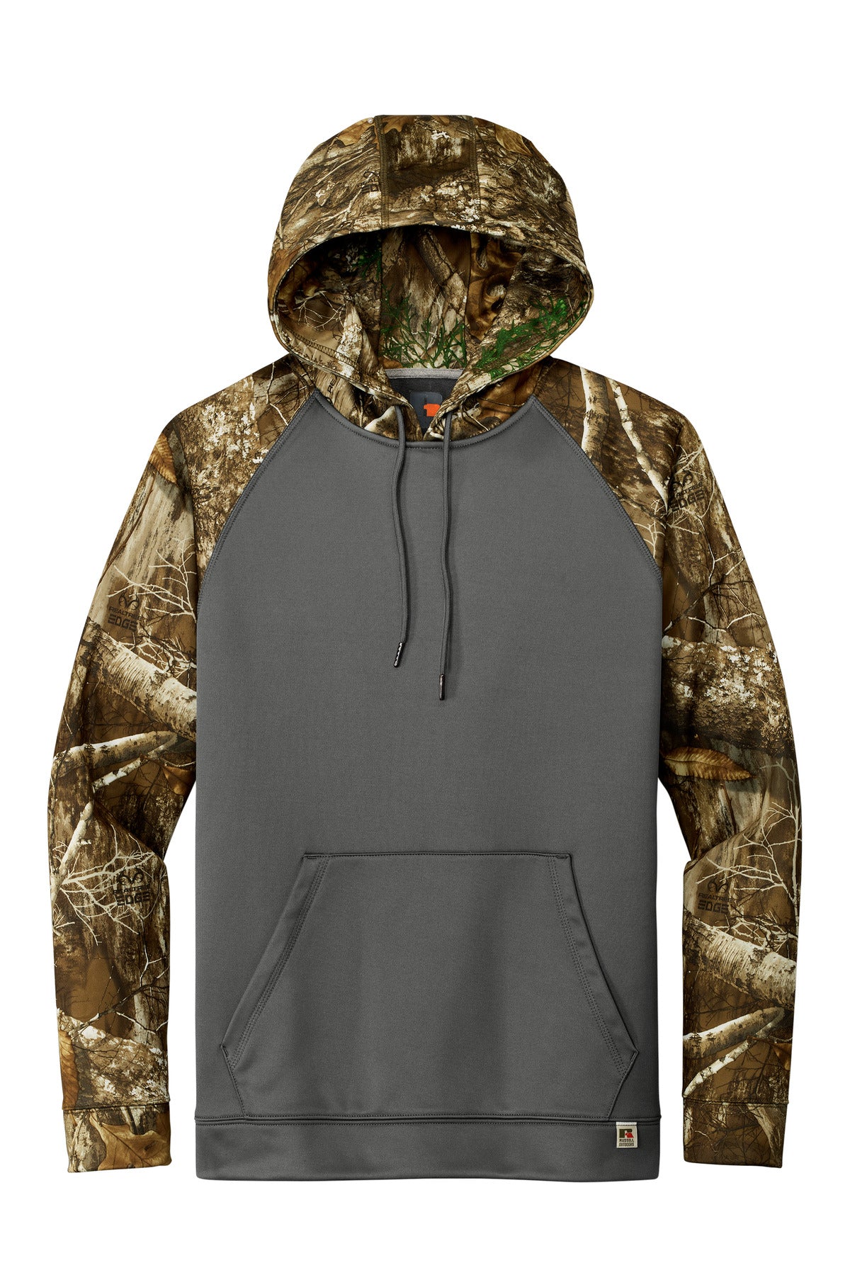 Russell Outdoors Realtree Performance Colorblock Pullover Hoodie - Magnet/ Realtree Edge - flat front
