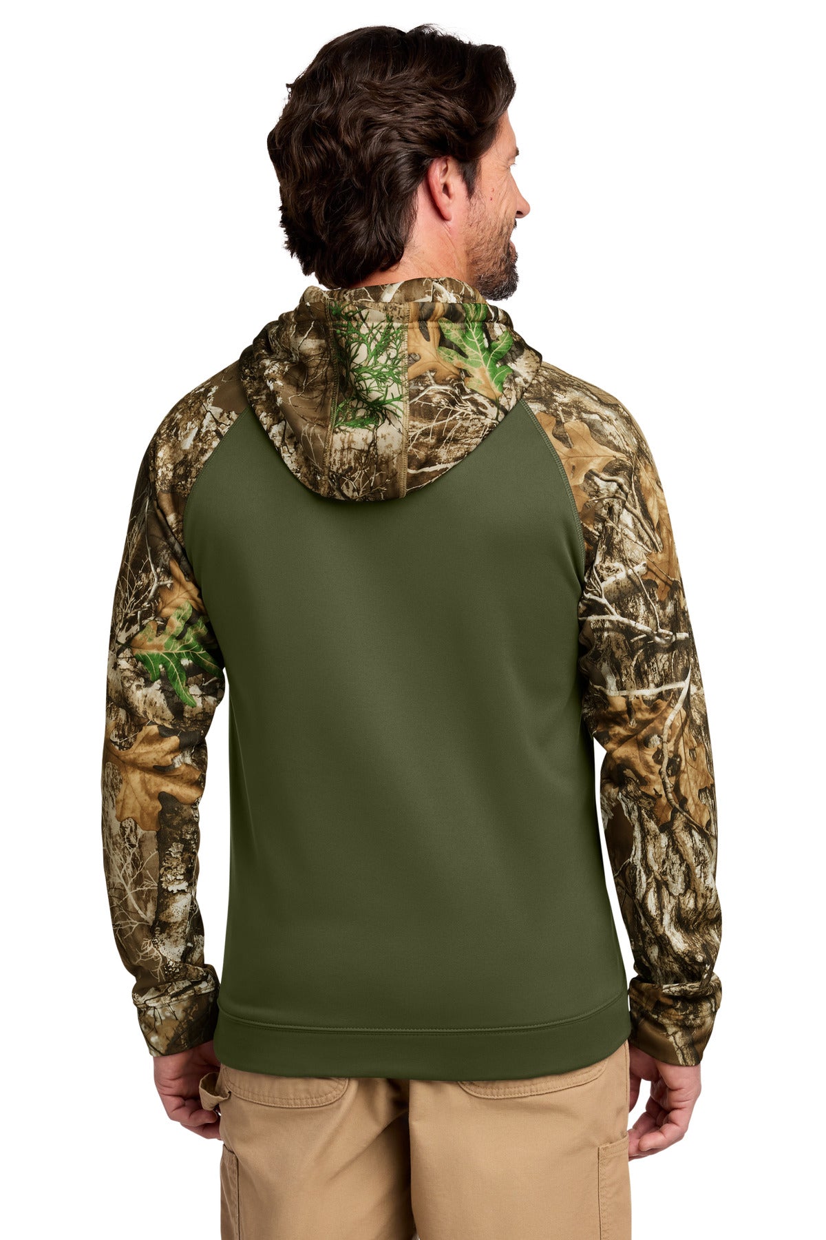 Russell Outdoors Realtree Performance Colorblock Pullover Hoodie - Olive Drab Green/ Realtree Edge - back