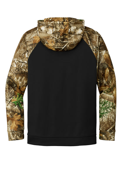Russell Outdoors Realtree Performance Colorblock Full-Zip Hoodie - Black/ Realtree Edge - flat back