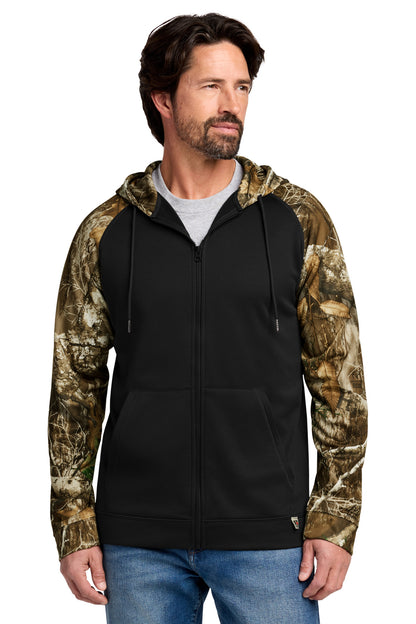 Russell Outdoors Realtree Performance Colorblock Full-Zip Hoodie - Black/ Realtree Edge - front