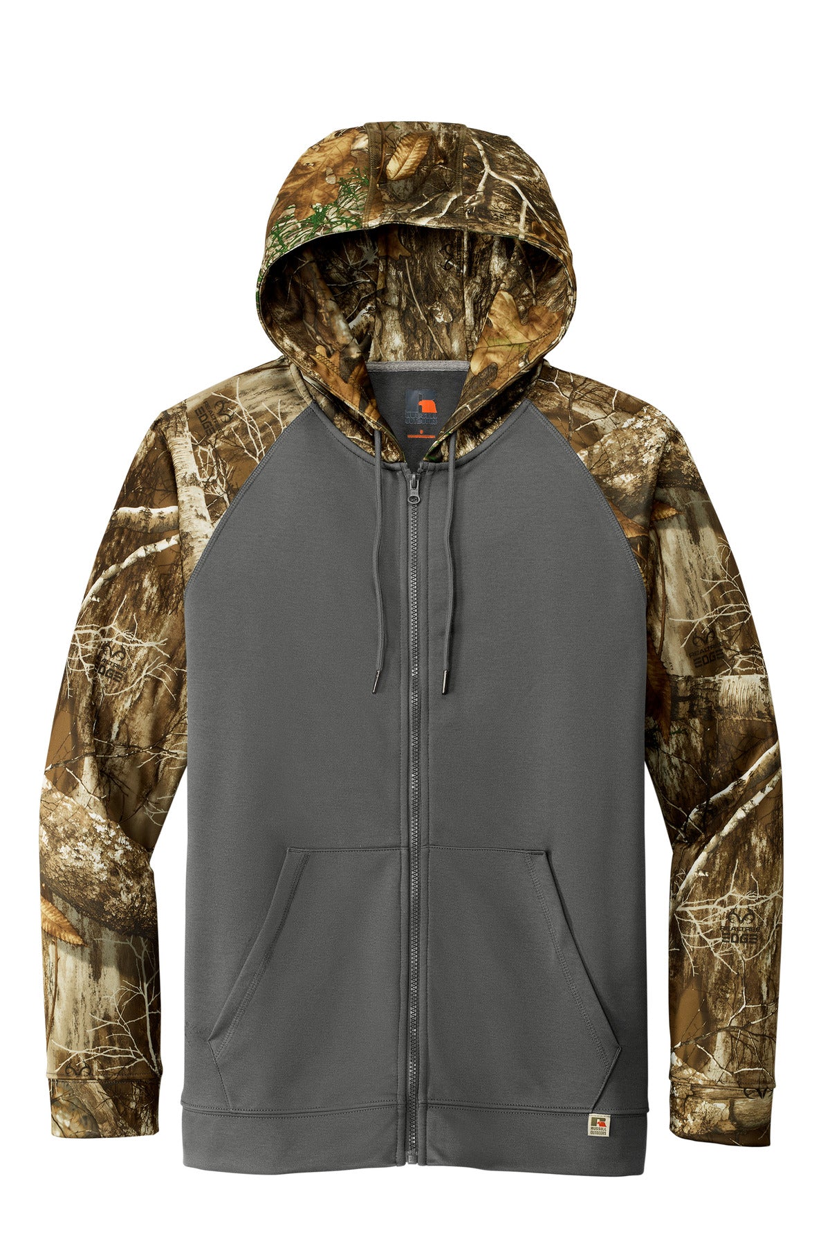 Russell Outdoors Realtree Performance Colorblock Full-Zip Hoodie - Magnet/ Realtree Edge - flat front