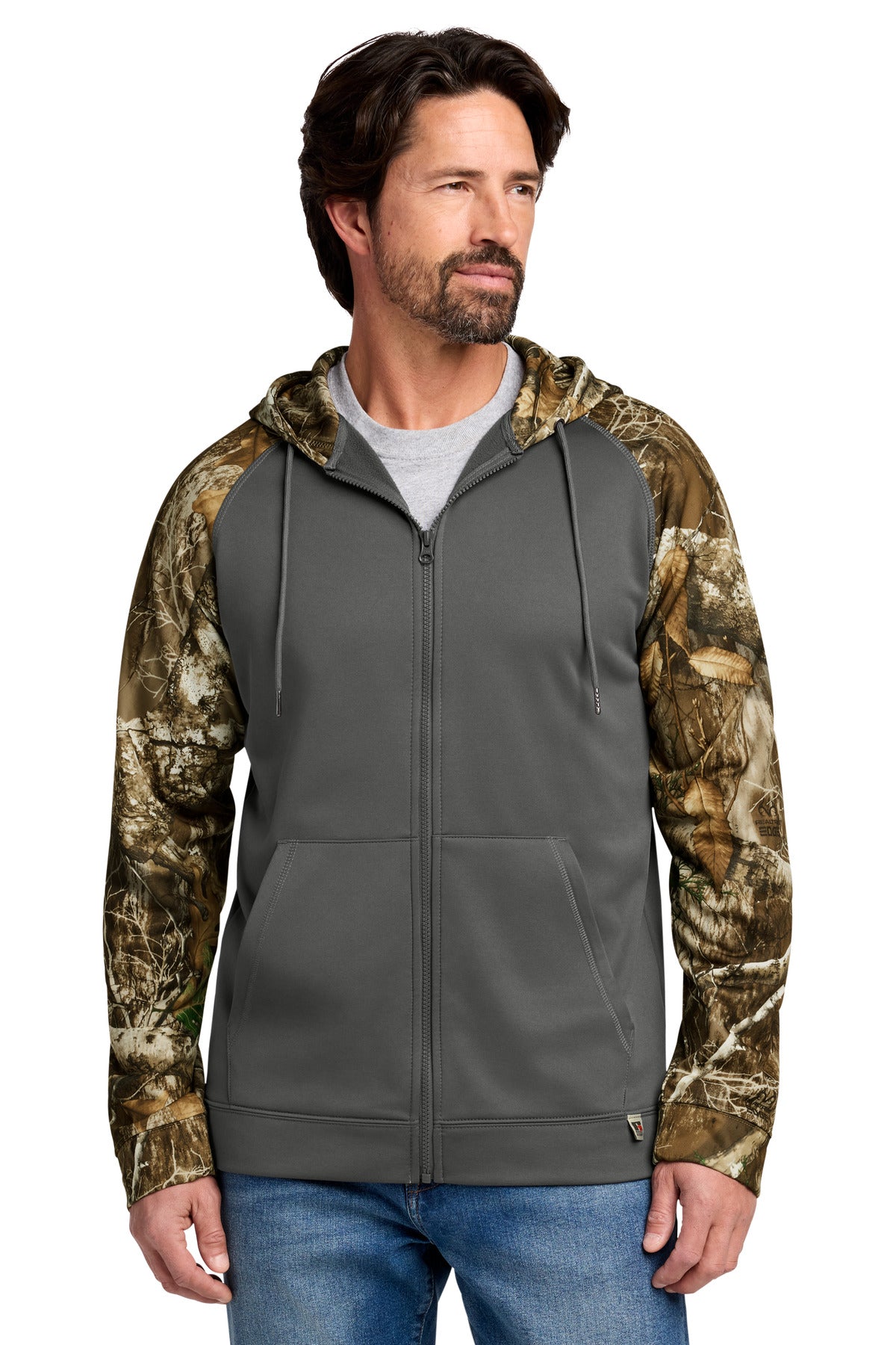Russell Outdoors Realtree Performance Colorblock Full-Zip Hoodie - Magnet/ Realtree Edge - front