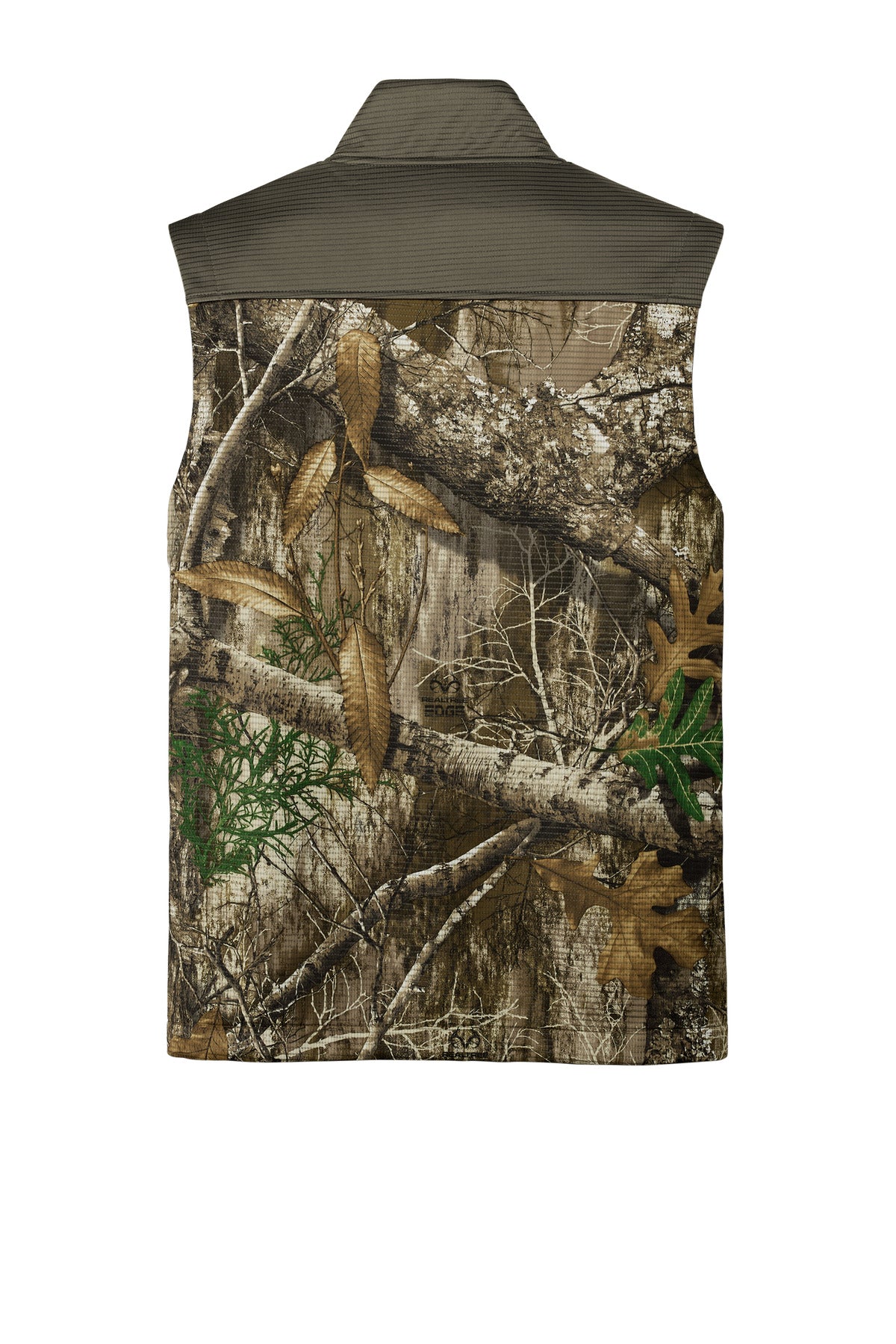 Russell Outdoors Realtree Atlas Colorblock Soft Shell Vest - Cargo Brown/ Realtree Edge - flat back