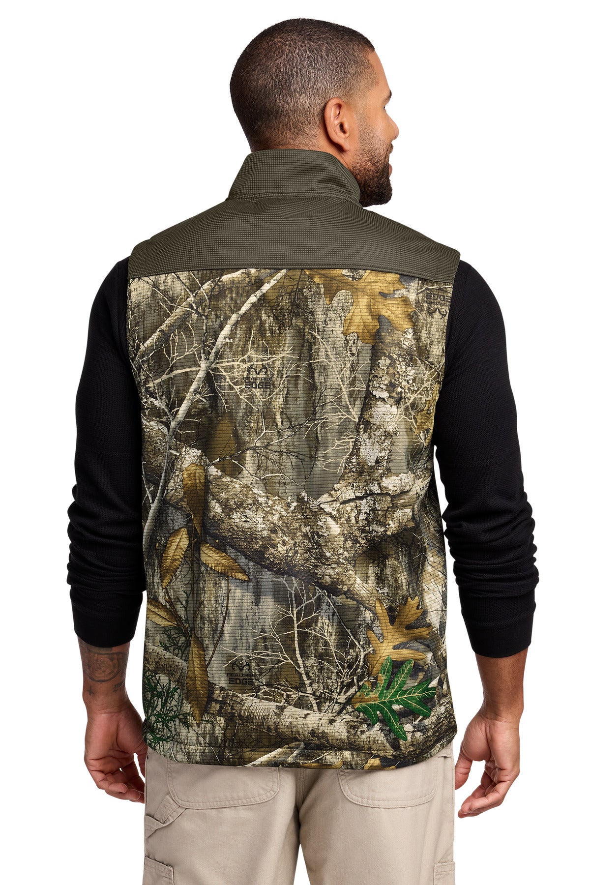 Russell Outdoors Realtree Atlas Colorblock Soft Shell Vest - Cargo Brown/ Realtree Edge - back