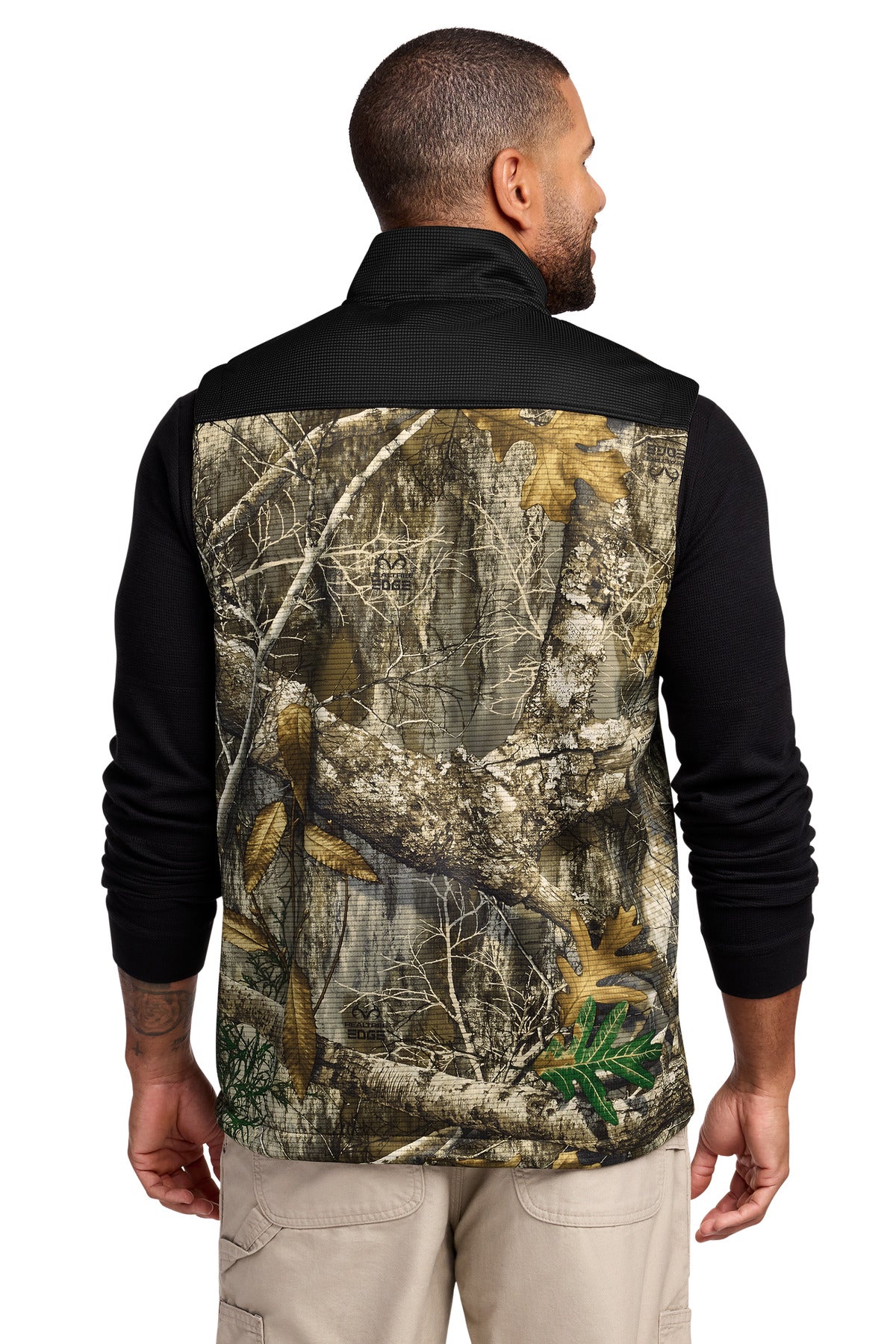 Russell Outdoors Realtree Atlas Colorblock Soft Shell Vest - Deep Black/ Realtree Edge - back