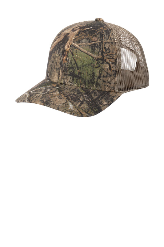 Russell Outdoors Camo Snapback Trucker Cap - Mossy Oak DNA/ Khaki - front