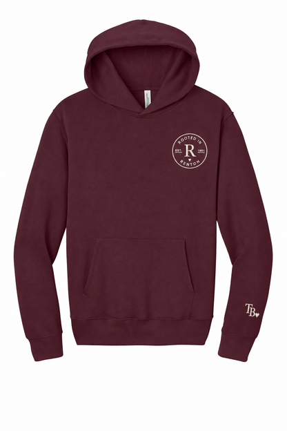Rooted in Renton heavyweight embroidered hoodie in Maroon, front