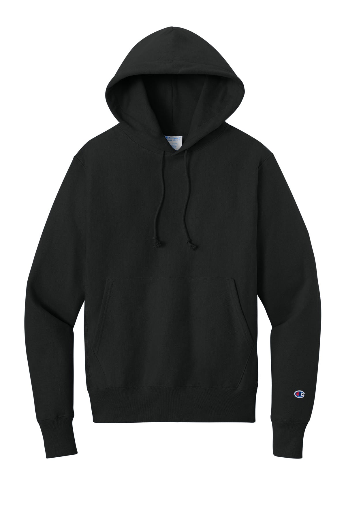 Champion Reverse Weave Hooded Sweatshirt - Black - flat front