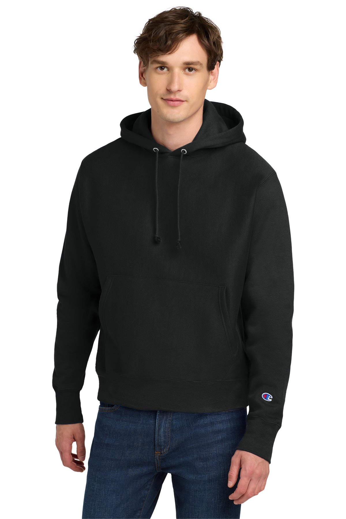 Champion Reverse Weave Hooded Sweatshirt - Black - front