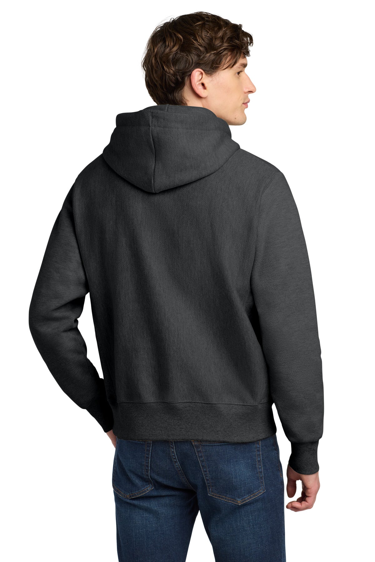 Champion Reverse Weave Hooded Sweatshirt - Charcoal Heather - back