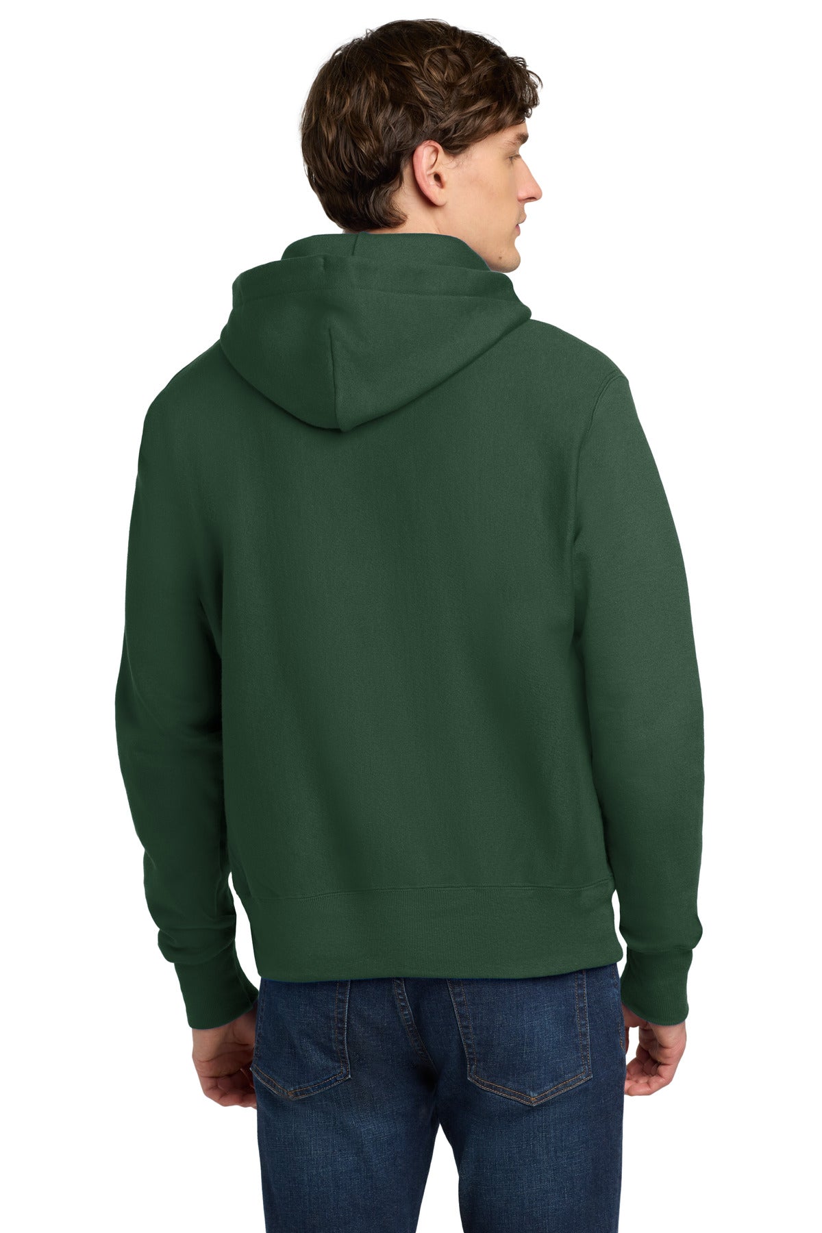 Champion Reverse Weave Hooded Sweatshirt - Dark Green - back