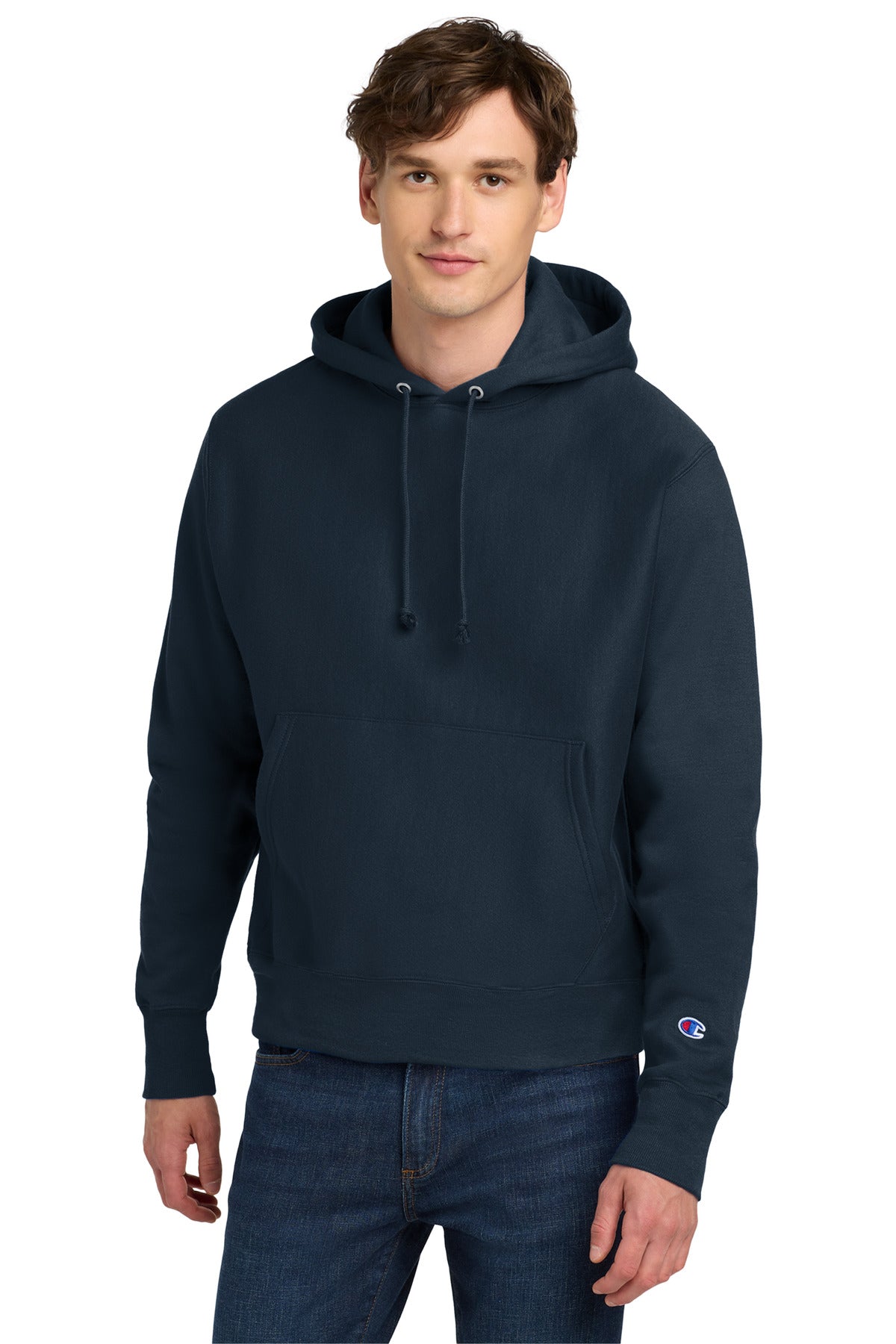 Champion Reverse Weave Hooded Sweatshirt - Navy - front