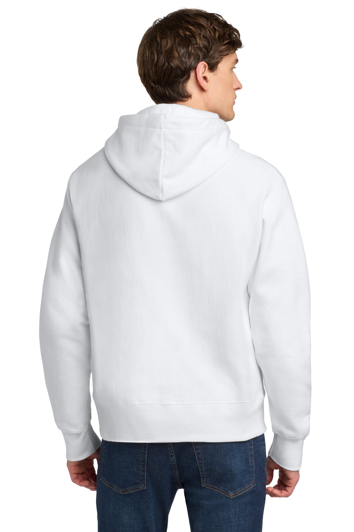 Champion Reverse Weave Hooded Sweatshirt - White - back