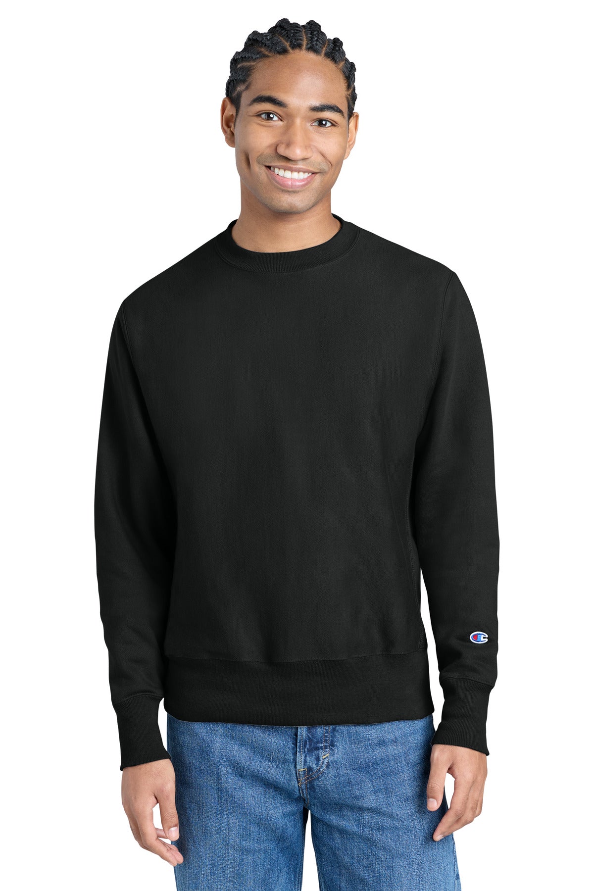 Champion Reverse Weave Crewneck Sweatshirt - Black - front