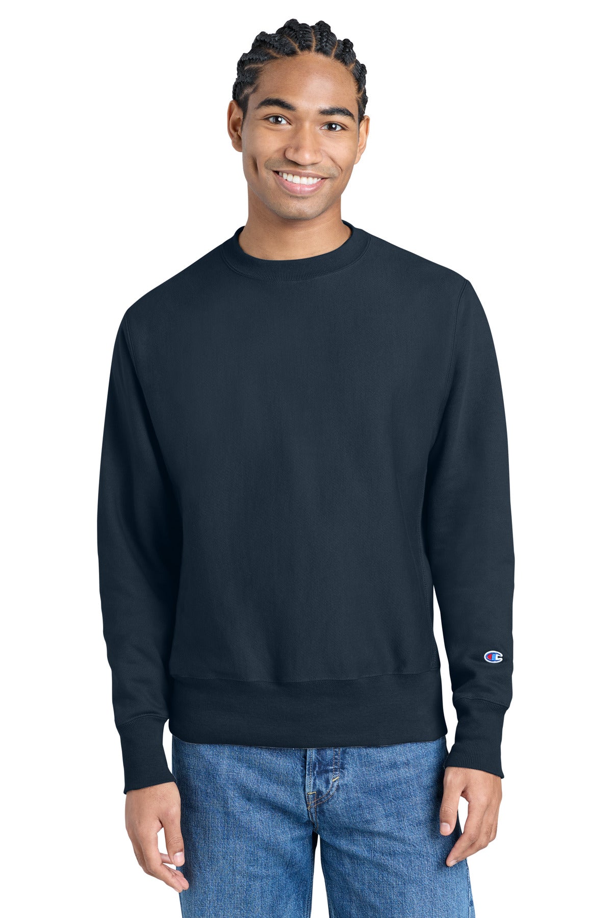 Champion Reverse Weave Crewneck Sweatshirt - Navy - front