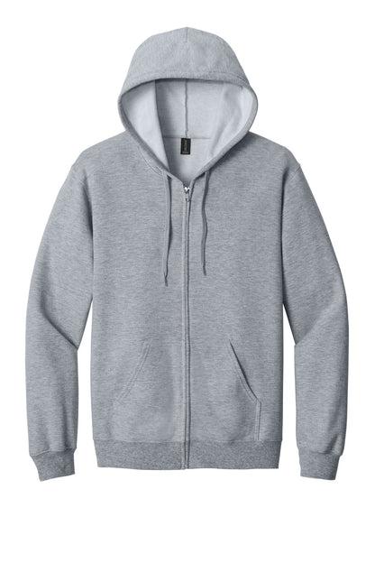 Gildan Softstyle Midweight Fleece Full-Zip Hooded Sweatshirt - Ring Spun Sport Grey - flat front