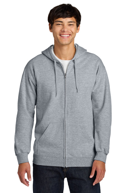 Gildan Softstyle Midweight Fleece Full-Zip Hooded Sweatshirt - Ring Spun Sport Grey - front