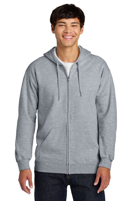 Gildan Softstyle Midweight Fleece Full-Zip Hooded Sweatshirt - Ring Spun Sport Grey - front