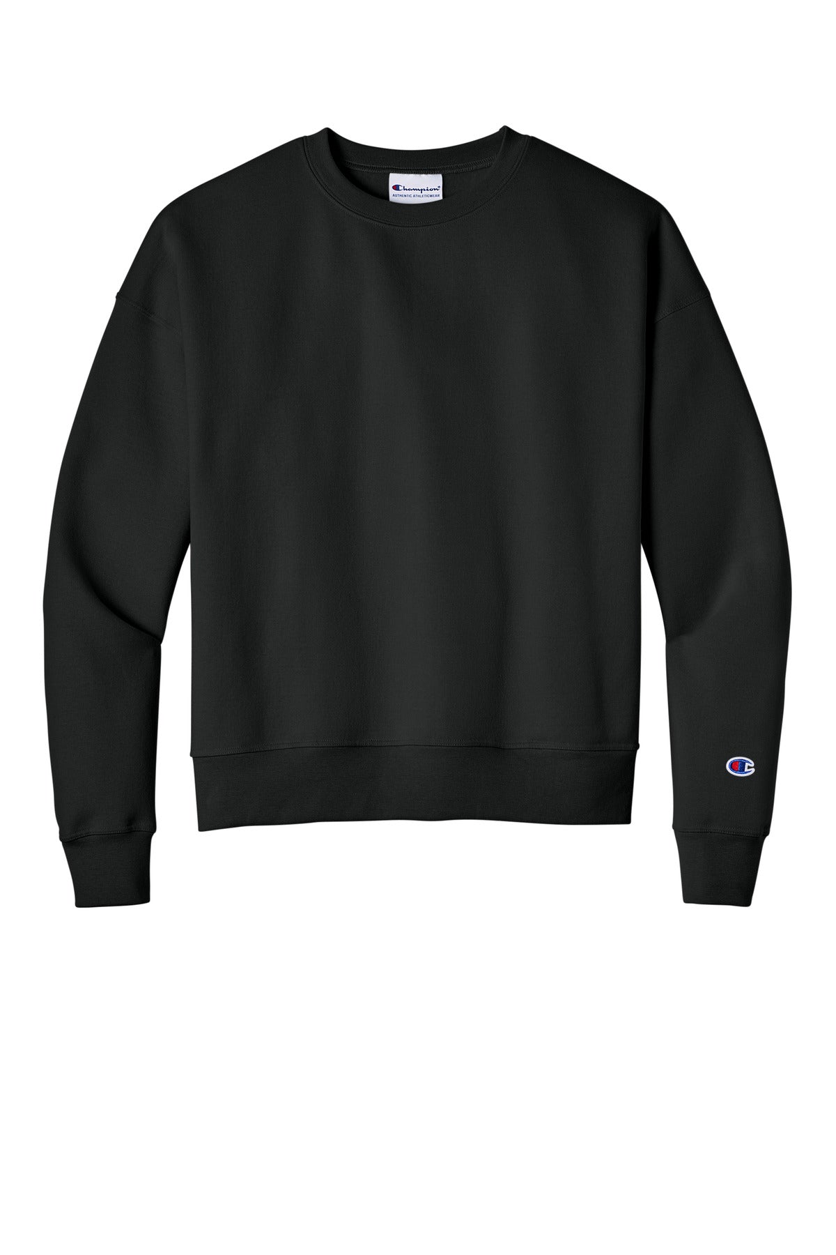 Champion Women's Powerblend Crewneck Sweatshirt - Black - flat front