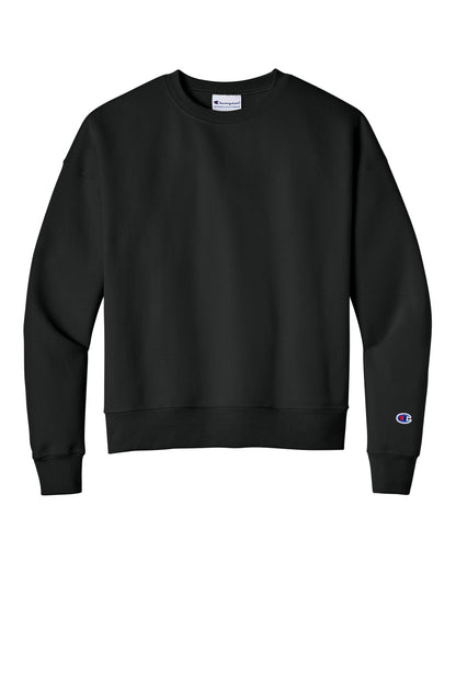 Champion Women's Powerblend Crewneck Sweatshirt - Black - flat front