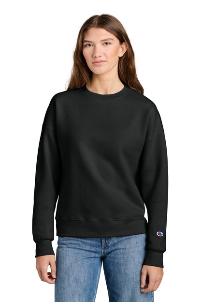Champion Women's Powerblend Crewneck Sweatshirt - Black - front