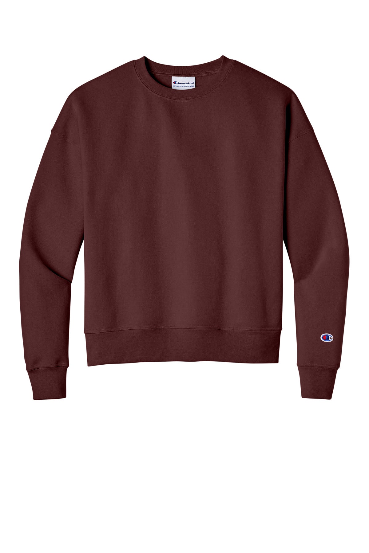 Champion Women's Powerblend Crewneck Sweatshirt - Maroon - flat front