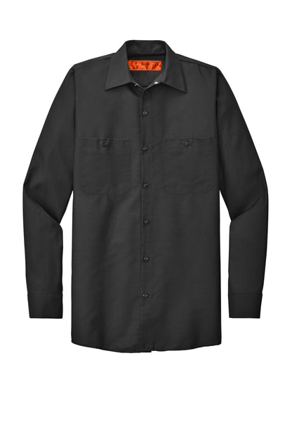Red Kap Long Sleeve Industrial Work Shirt - Charcoal - flat front