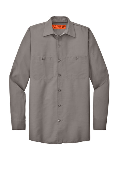 Red Kap Long Sleeve Industrial Work Shirt - Grey - flat front