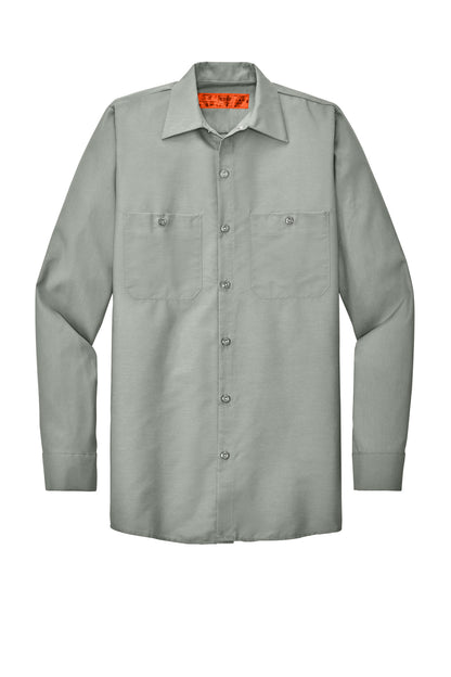 Red Kap Long Sleeve Industrial Work Shirt - Light Grey - flat front