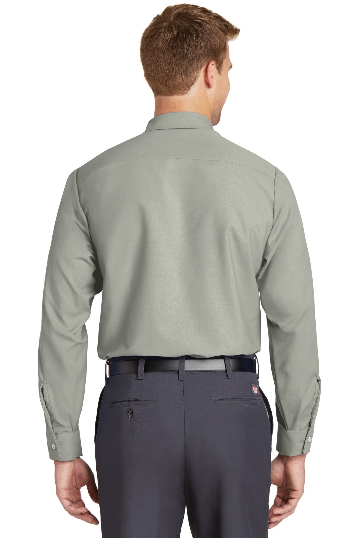 Red Kap Long Sleeve Industrial Work Shirt - Light Grey - back