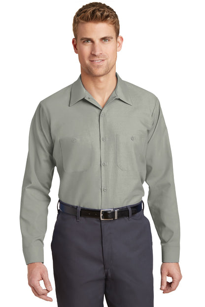 Red Kap Long Sleeve Industrial Work Shirt - Light Grey - front