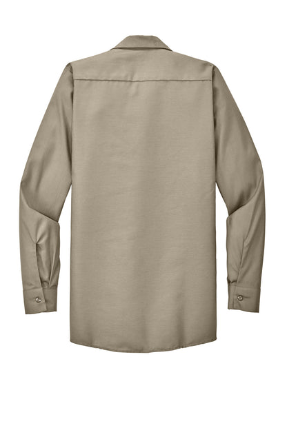 Red Kap Long Sleeve Industrial Work Shirt - Light Tan - flat back