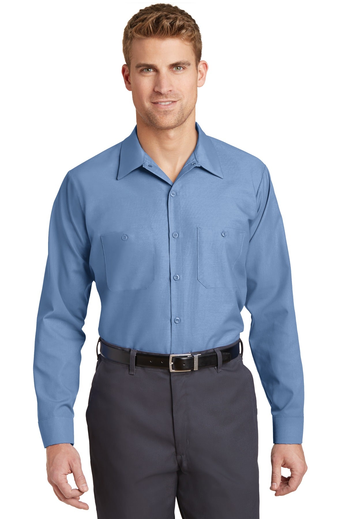 Red Kap Long Sleeve Industrial Work Shirt - Petrol Blue - front