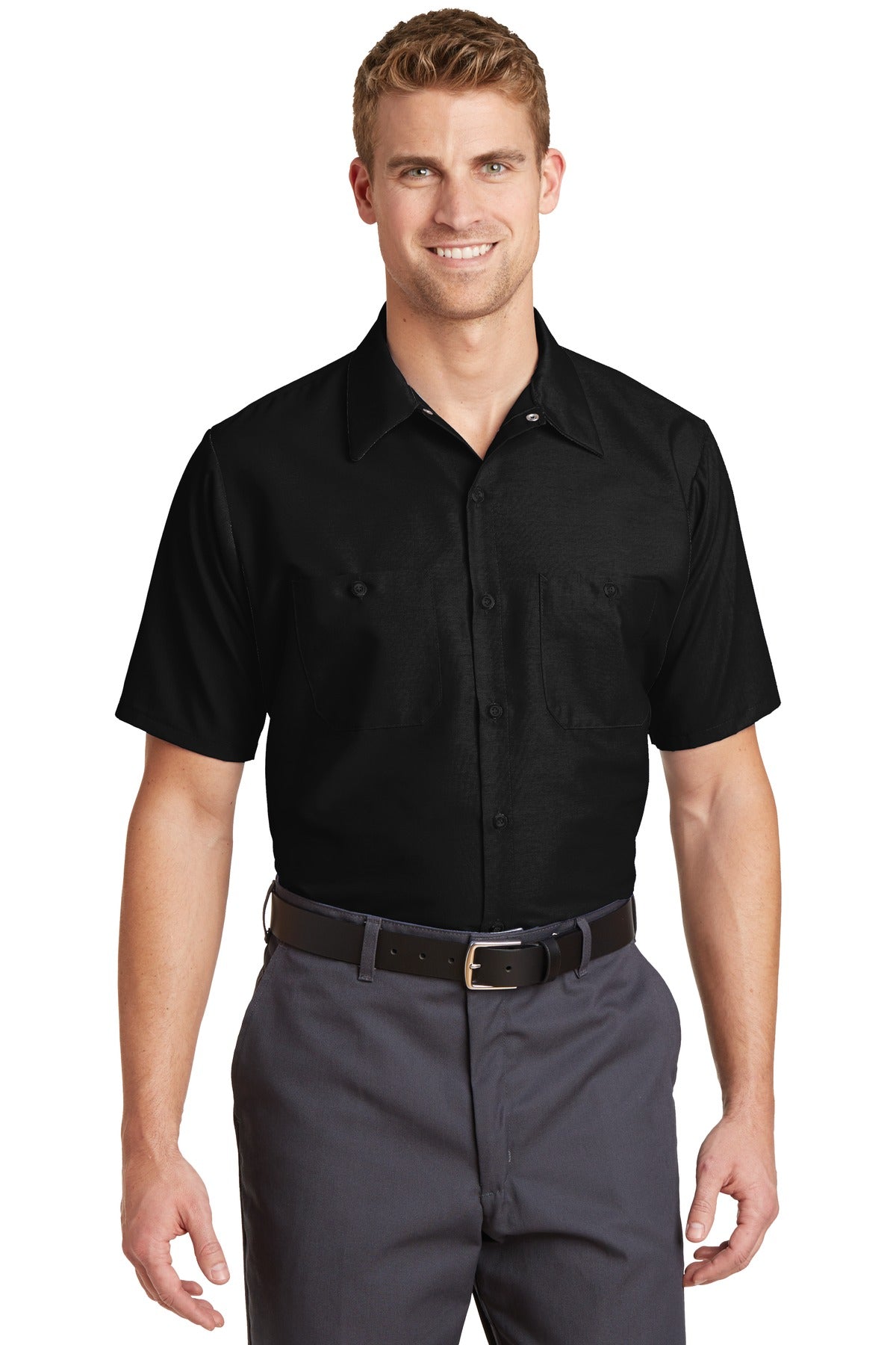 Red Kap Short Sleeve Industrial Work Shirt - Black - front
