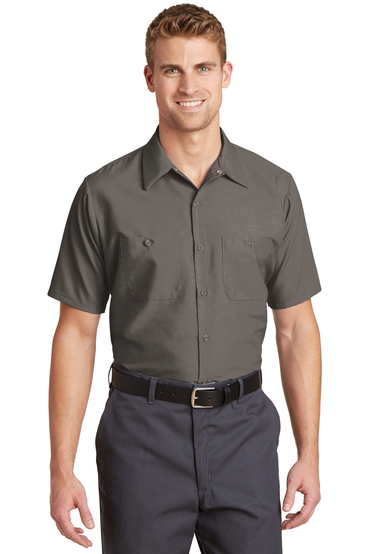 Red Kap Short Sleeve Industrial Work Shirt - Grey - front