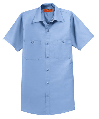 Red Kap Short Sleeve Industrial Work Shirt - Light Blue - flat front