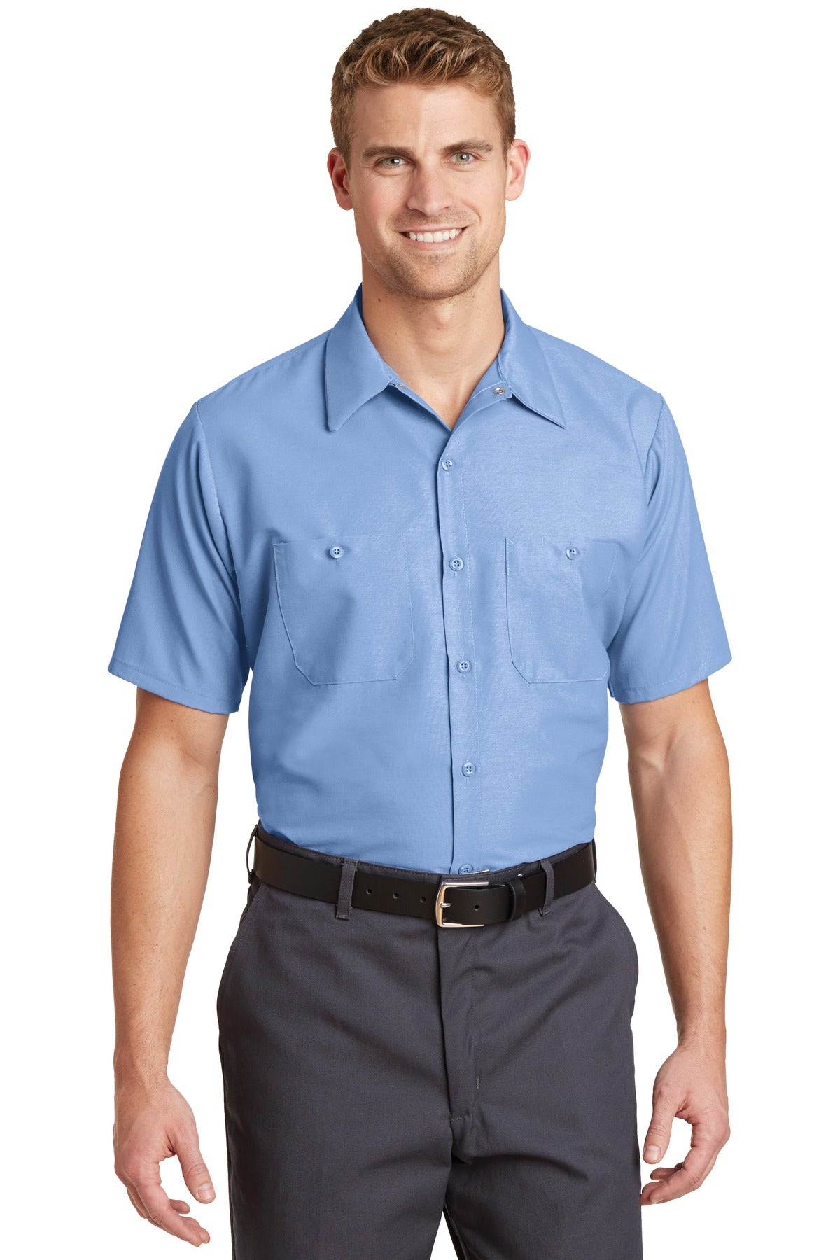 Red Kap Short Sleeve Industrial Work Shirt - Light Blue - front