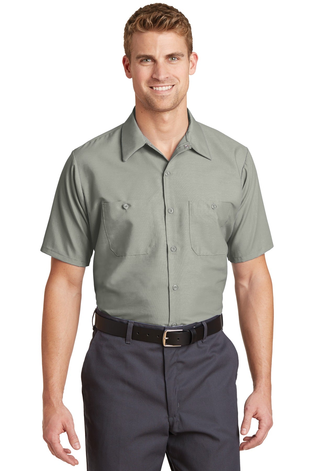 Red Kap Short Sleeve Industrial Work Shirt - Light Grey - front